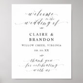 Élégante Affiche de bienvenue Mariage de script de (Devant)