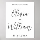 Élégante Affiche de bienvenue Mariage de script de (Devant)