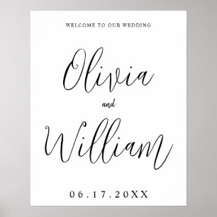 Élégante Affiche de bienvenue Mariage de script de