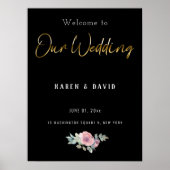 Élégante Affiche de bienvenue Mariage de script no (Devant)