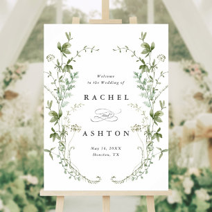 Élégante Affiche de bienvenue Mariage Fleur sauvag