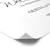 Élégante Affiche de bienvenue Mariage noir et blan (Coin)