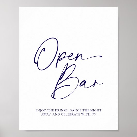 Élégante affiche papier "Open Bar" avec calligraph (Devant)