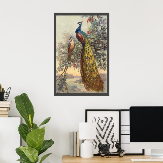 Elégante affiche vintage de paon (Bureau à domicile)