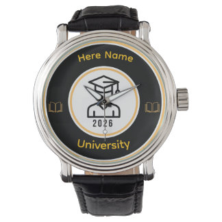 Elegante afgestudeerde 2026 | Gepersonaliseerd gou Horloge