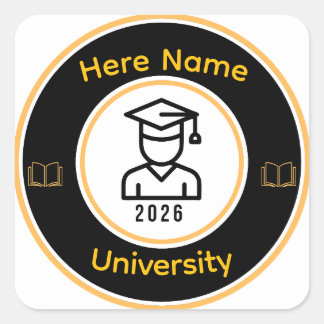 Elegante afgestudeerde 2026 | Gepersonaliseerd gou Vierkante Sticker