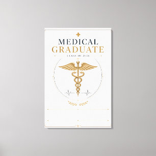 Elegante afgestudeerde medicijnen 2026 Caduceus Canvas Afdruk