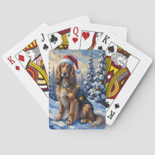 Elegante Afghaanse windhond Winter Wonderland Kers Pokerkaarten