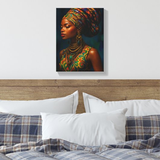 Elegante Afrikaanse vrouw in traditionele kleding Canvas Afdruk (Insitu (Slaapkamer))
