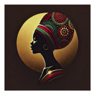 Elegante Afrikaanse vrouw portretillustratie Perfect Poster