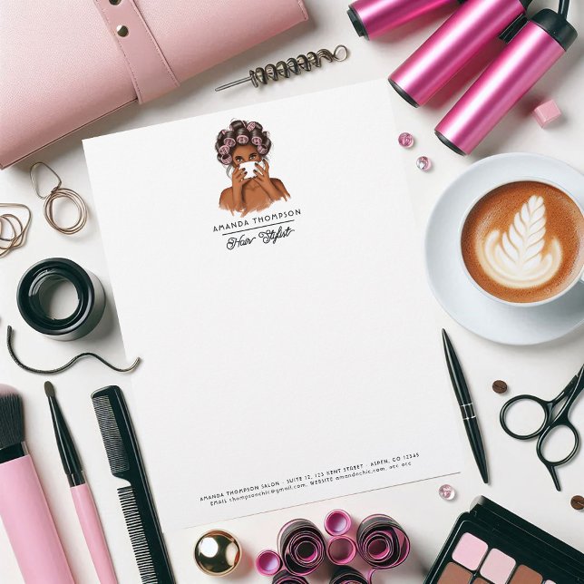 Elegante Afro-Amerikaanse kapsalon Briefhoofd (Elegant African American Hair Salon Letterhead)