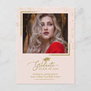 Elegante afstudeeraankondiging Feestelijke Gouden  Briefkaart