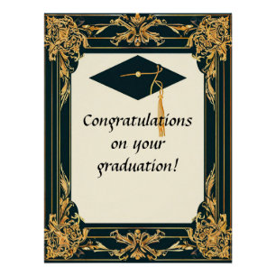Elegante afstudeerdiploma met baret perfect poster