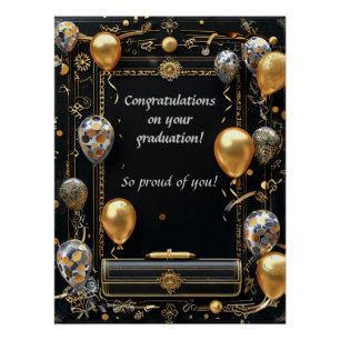 Elegante afstudeerdiploma met baret perfect poster