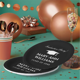 Elegante afstudeerfeest custom zwart papier borden papieren bordje