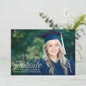 Elegante Afstudeerfoto Calligraphy Afstuderen Kaart (Staand voorkant)