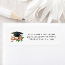 Elegante afstudeerhoed en retouradres voor diploma