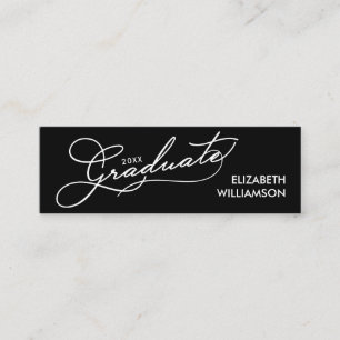 Elegante afstudeerscriptnaam klasdetails Zwart Contactkaartje