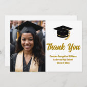 Elegante Afstuderen foto aangepaste gouden typogra Bedankkaart (Voorkant / Achterkant)