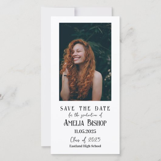 Elegante Afstuderen foto Sla de datum op Save The Date (Voorkant)