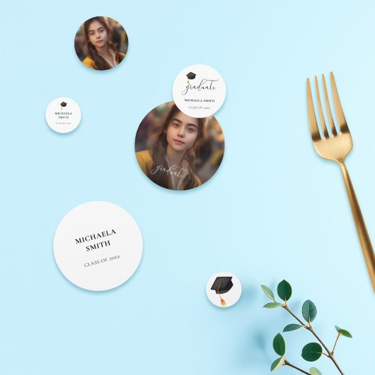 Elegante Afstuderen foto zwarte afstudeerdop Confetti