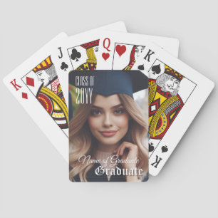 Elegante Afstuderen Naam Fotoklasse Jaar Keepsake Pokerkaarten