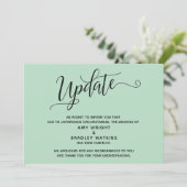 Elegante Afzegging Trouwdag Ijsblauw Mint Aankondi Kaart (Staand voorkant)