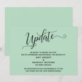 Elegante Afzegging Trouwdag Ijsblauw Mint Aankondi Kaart (Voorkant / Achterkant)
