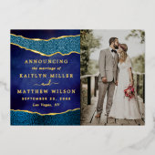 Elegante Agaat Bruiloft Foto Aankondiging Kaarten (Voorkant)