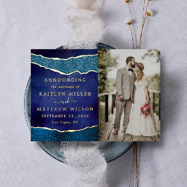 Elegante Agaat Bruiloft Foto Aankondiging Kaarten