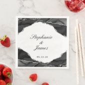 Elegante Agaat Zwart Zilveren Folie Bruiloft Servet (Insitu)