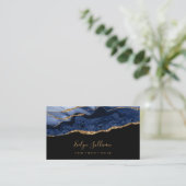 élégante agate bleue sur carte de visite noir (Debout devant)