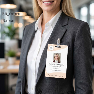 Elegante Alabaster Crème Aangepast Logo Foto ID Badge