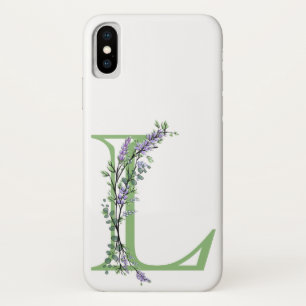 Elegante alfabet letter L Lavendel Eucalyptus iPhone X Hoesje