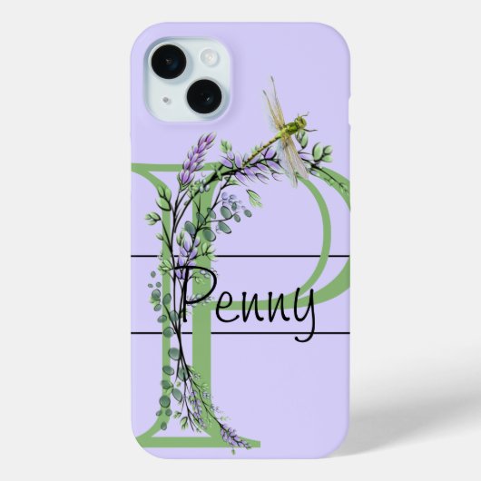 Elegante alfabet letter P Lavendel boho Dragonfly Case-Mate iPhone Case (Achterkant)