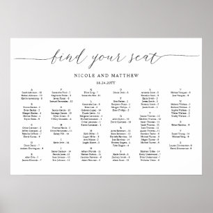 Elegante Alfabetische Trouwstoelindeling Grafiek Poster