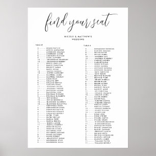 Elegante alfabetische volgorde trouwzaalstoelenkaa poster