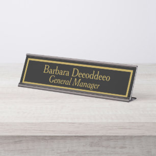 Elegante Algemeen Manager Zwart Bureau Naambordje