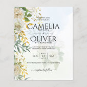 Elegante All-in-1 Witte Rozen Botanische Bruiloft Flyer (Voorkant)