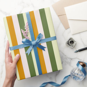 Elegante All-Occasion Groene, Roze en Gouden Strep Cadeaupapier