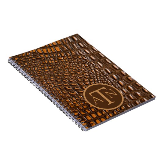 Elegante Alligator Skin Monogram Notitieboek (Rechterzijde)