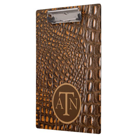 Elegante Alligatorleer Monogram Klembord (Links)