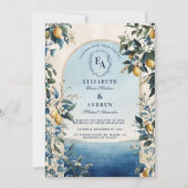 Elegante Amalfi Coast Citrus bruiloft Kaart (Voorkant)