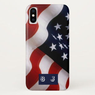 Elegante Amerikaanse vlag iPhone Custom Monogram iPhone X Hoesje