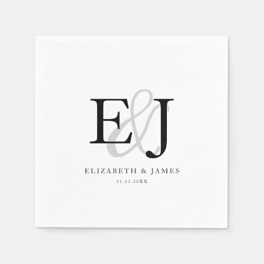 Elegante Ampersand Klassiek Monogram Trouw Servet (Voorkant)