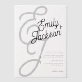 Elegante Ampersand Modern Initialen bruiloft Vellum Uitnodigingen (Voorkant)