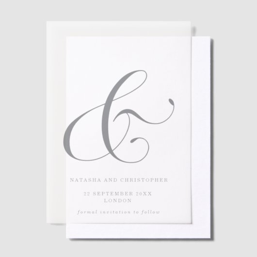Elegante Ampersand Overlay Sla de datum op Vellum Uitnodigingen (Offset)
