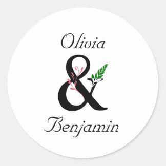 Elegante Ampersand trouwstickers Ronde Sticker