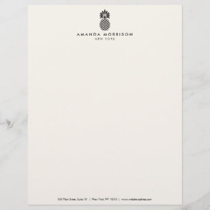 Elegante ananas luxe boutique zwart/ivoor custom briefhoofd