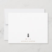 Elegante ananas Modern Monogram Classic Custom Notitiekaartje (Voorkant)